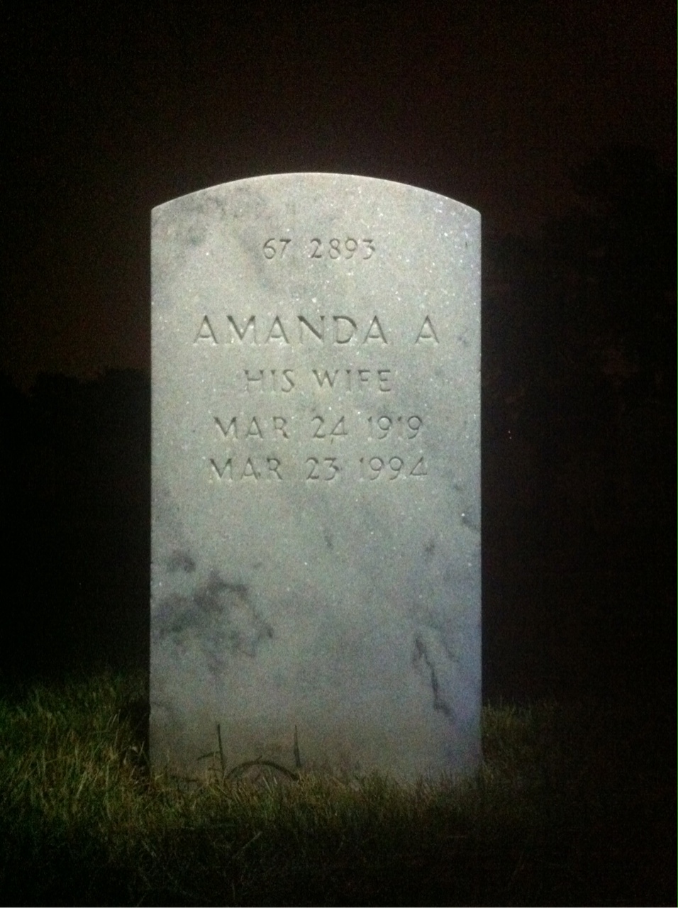 Back of headstone — Amanda Jackson