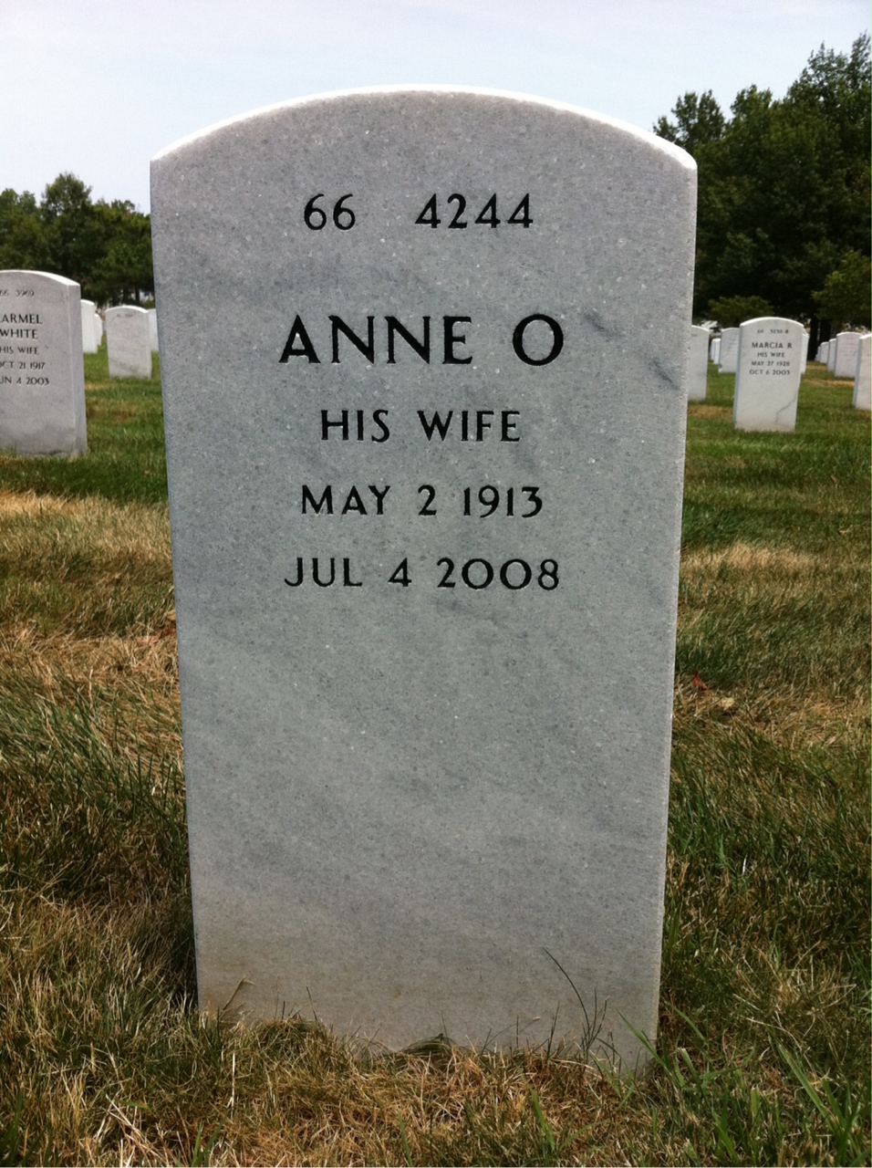 Back of headstone — Kenneth Sweitzer