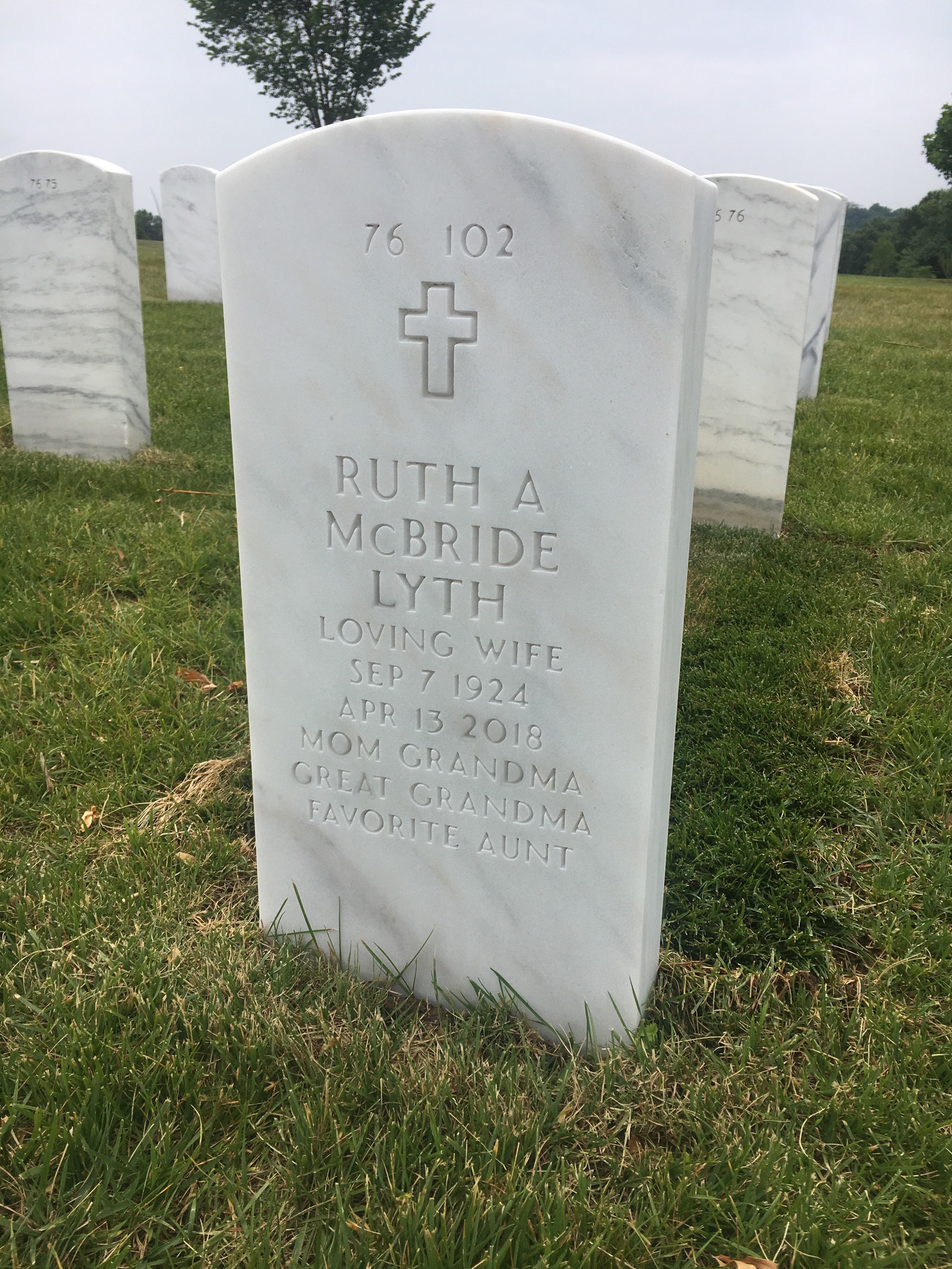Back of headstone — Dale Churchill Lyth