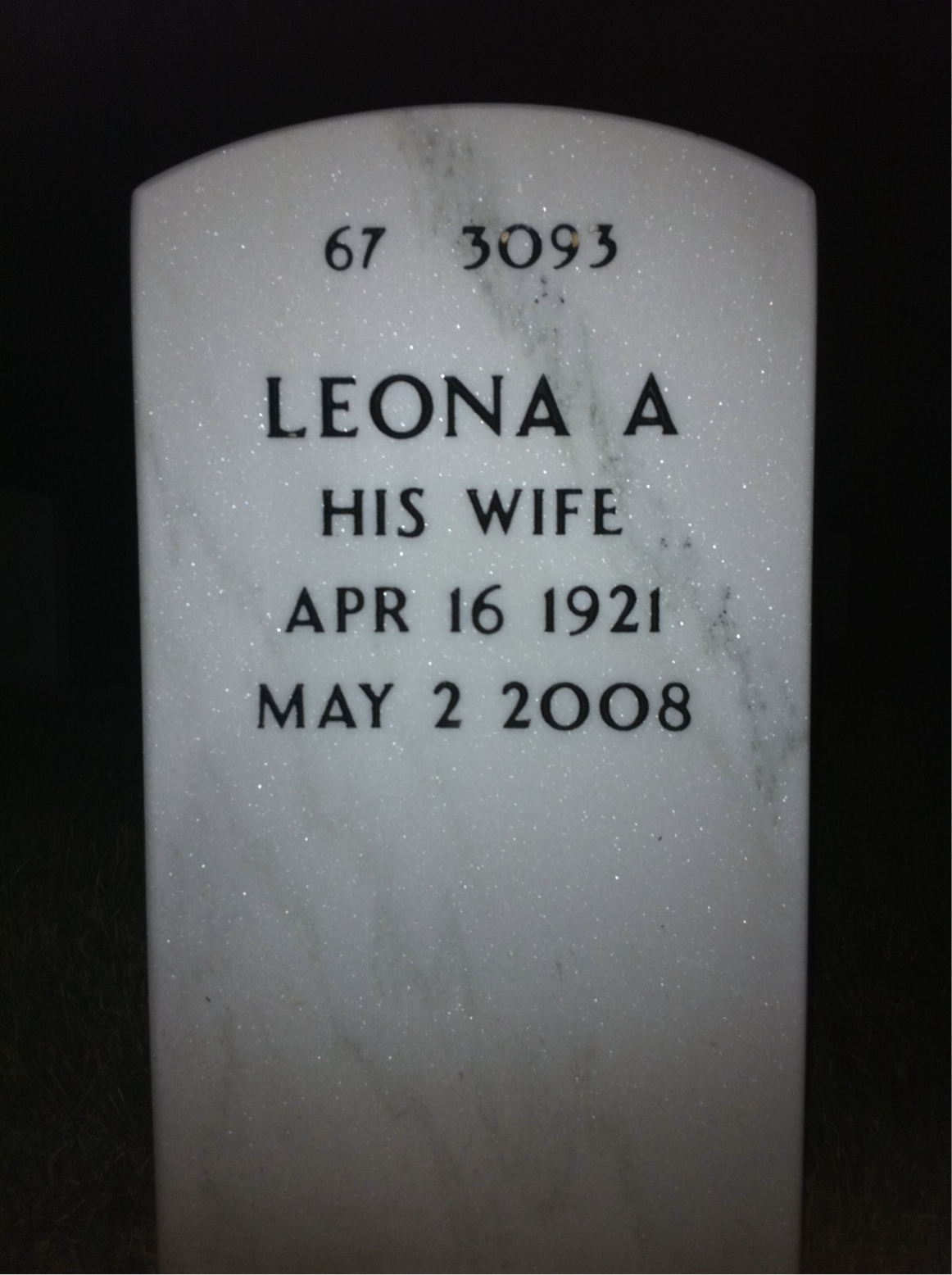 Back of headstone — Stuart Maxin