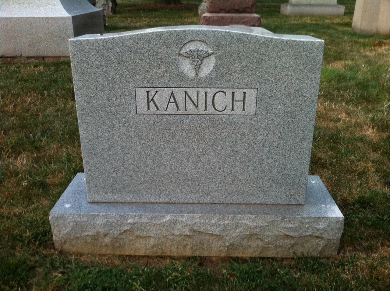 Back of headstone — Joseph Kanich
