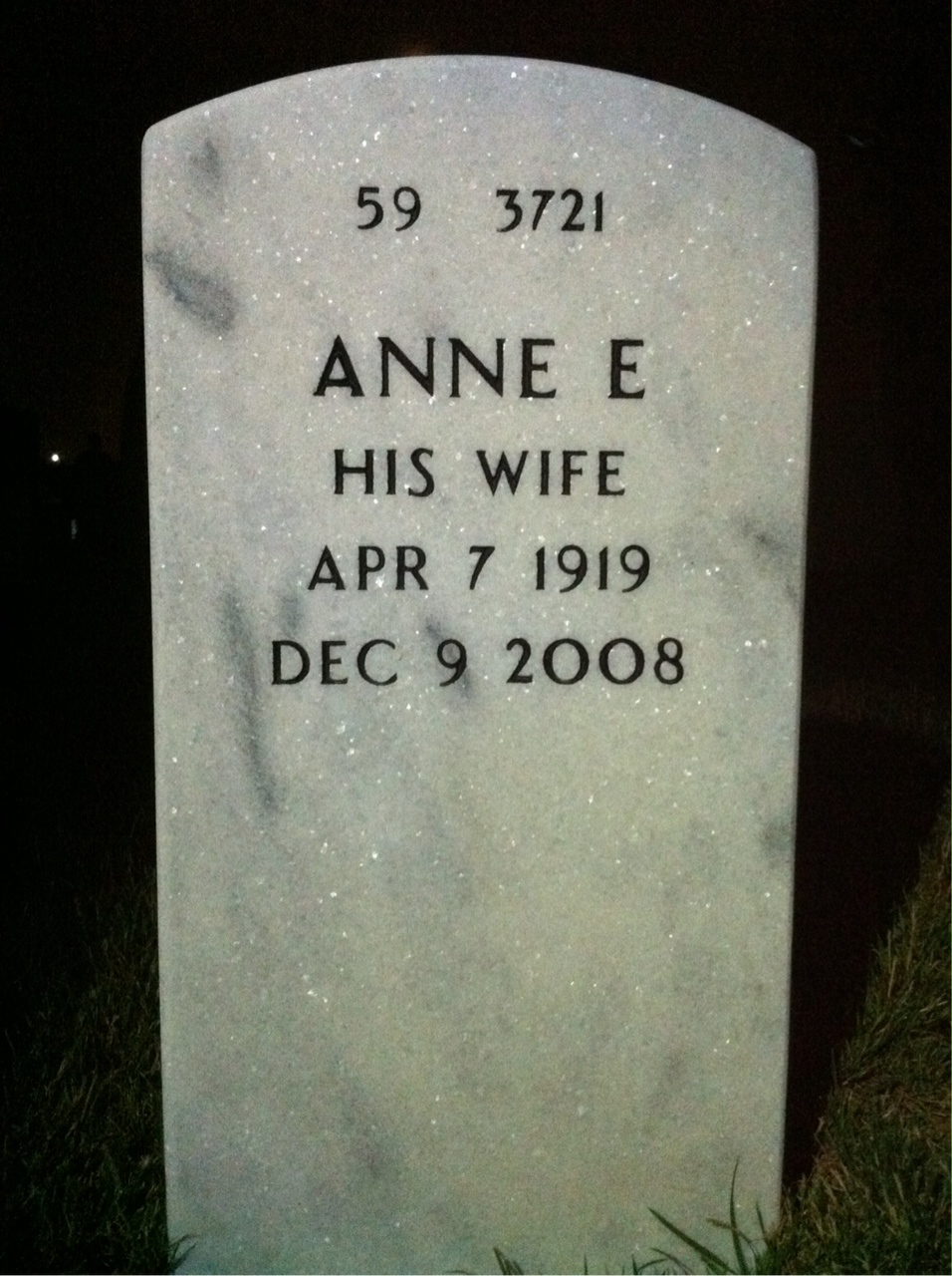 Back of headstone — Adrian Earl
