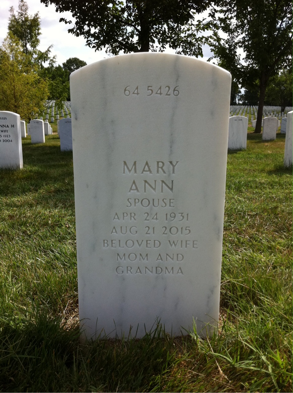 Back of headstone — William Berry