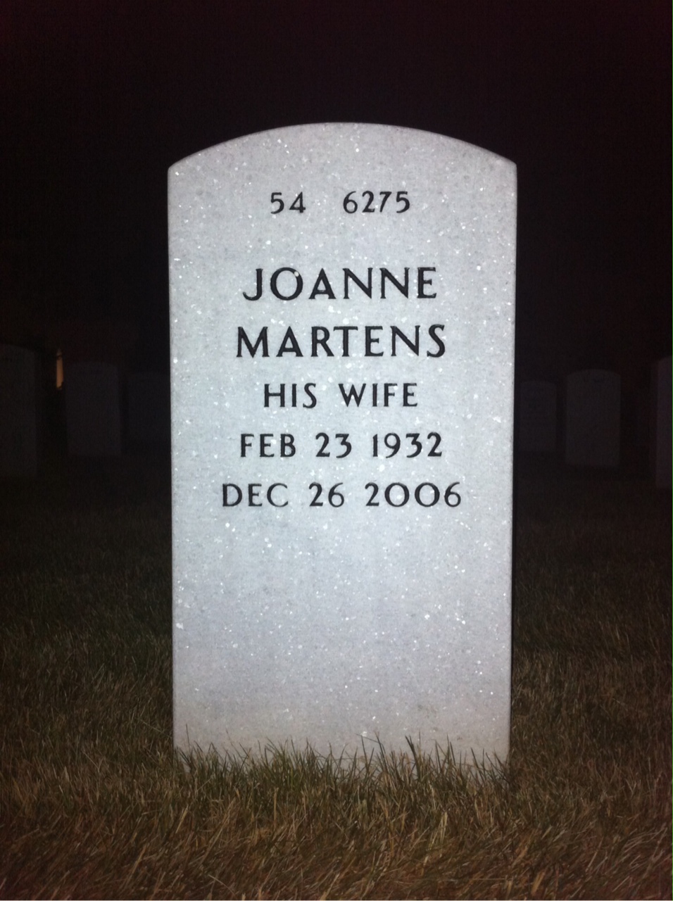 Back of headstone — Arthur Mowery