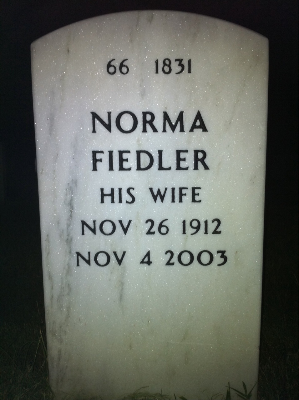 Back of headstone — Harry Cooper