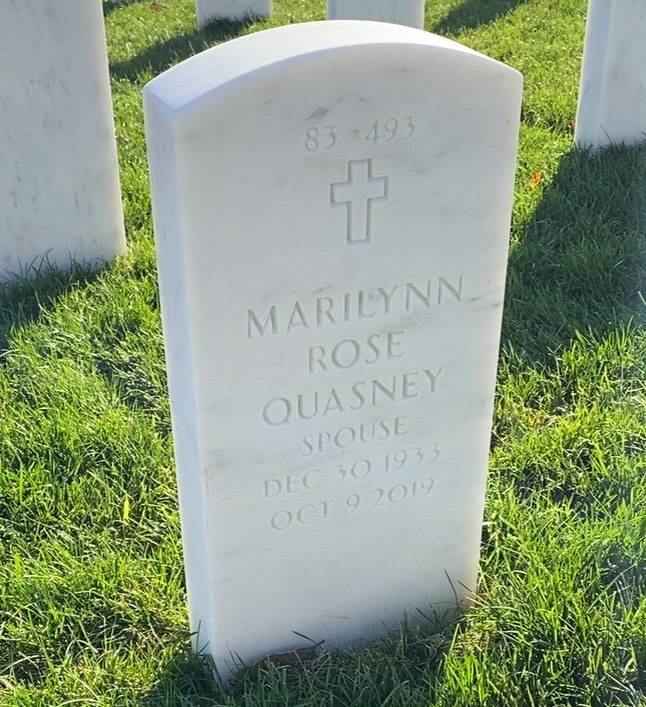 Back of headstone — William Ronald Quasney