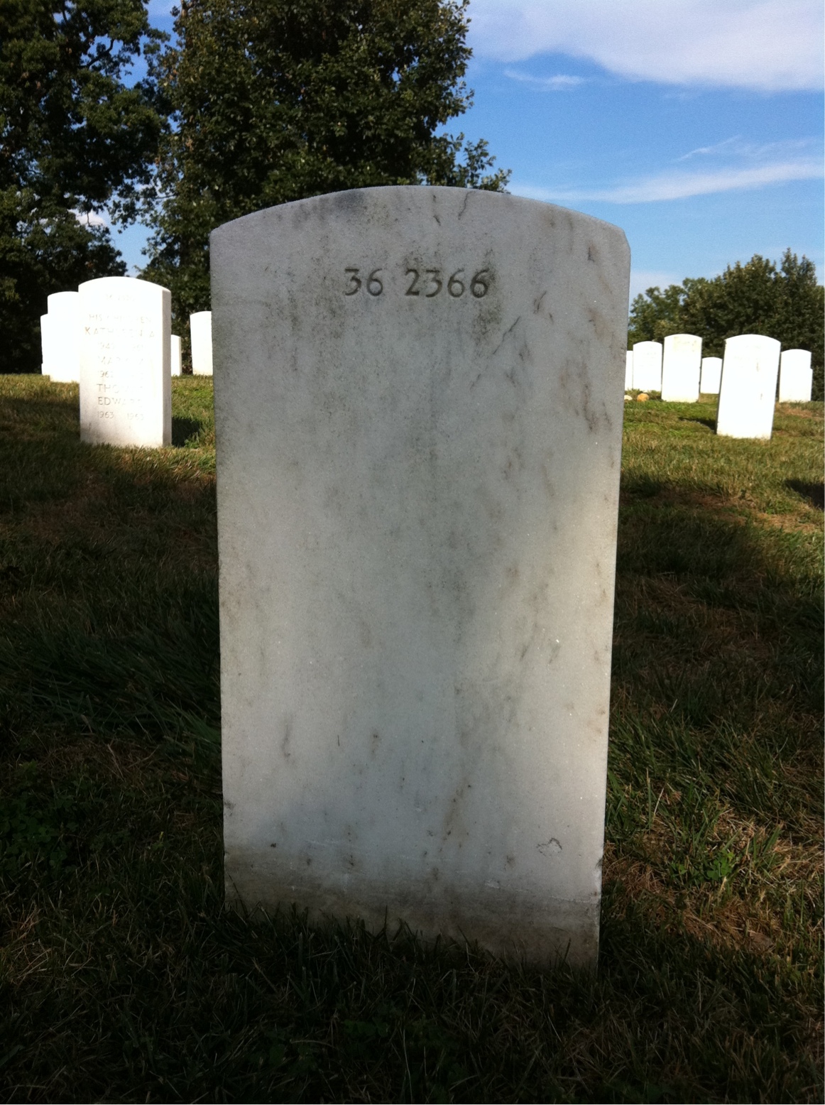 Back of headstone — William N Wilkinson