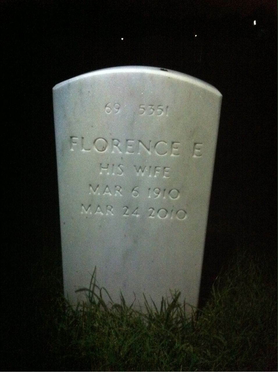 Back of headstone — Clifford Milligan