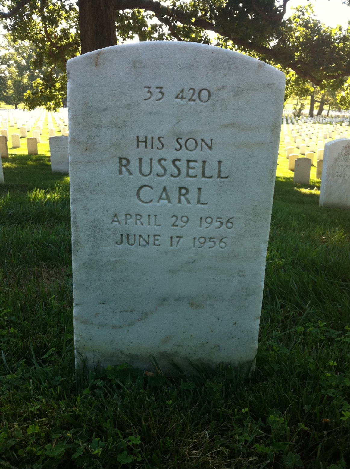 Back of headstone — Eugene Mills