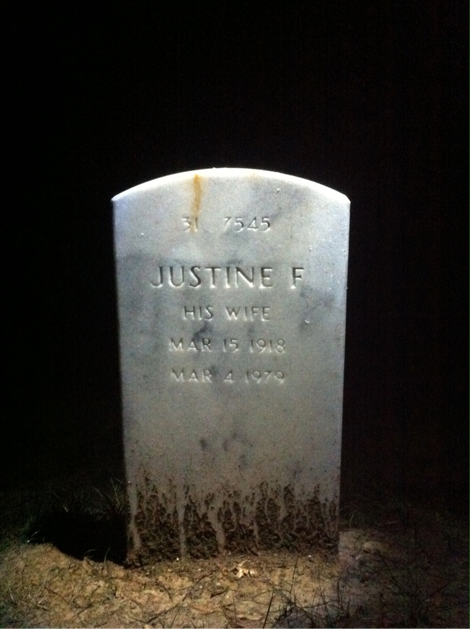 Back of headstone — Raymond Welch