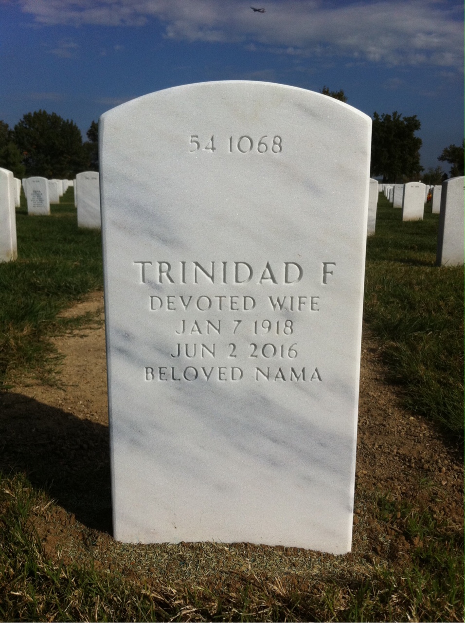 Back of headstone — Florentino Molina