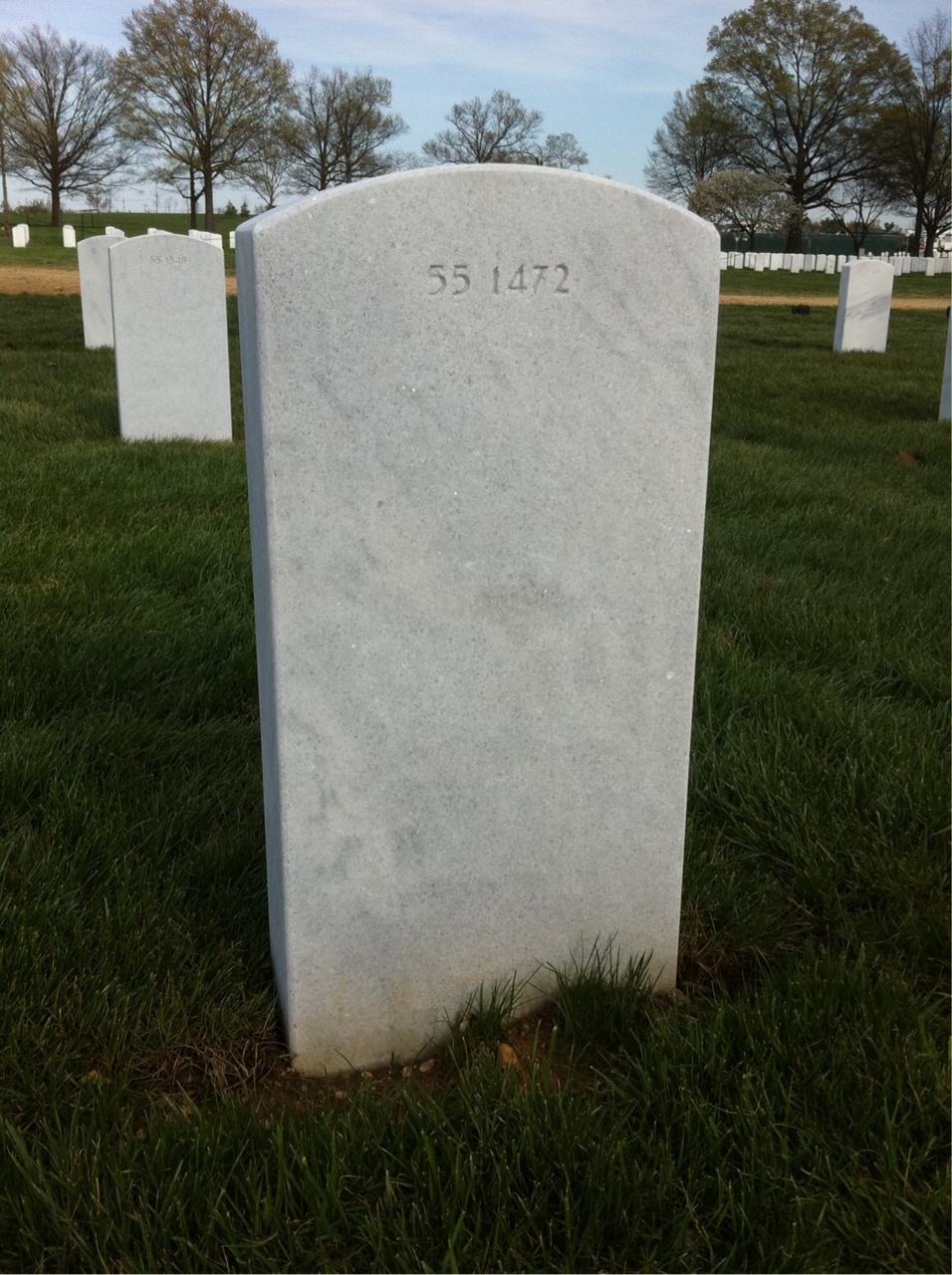 Back of headstone — William John Mccarthy