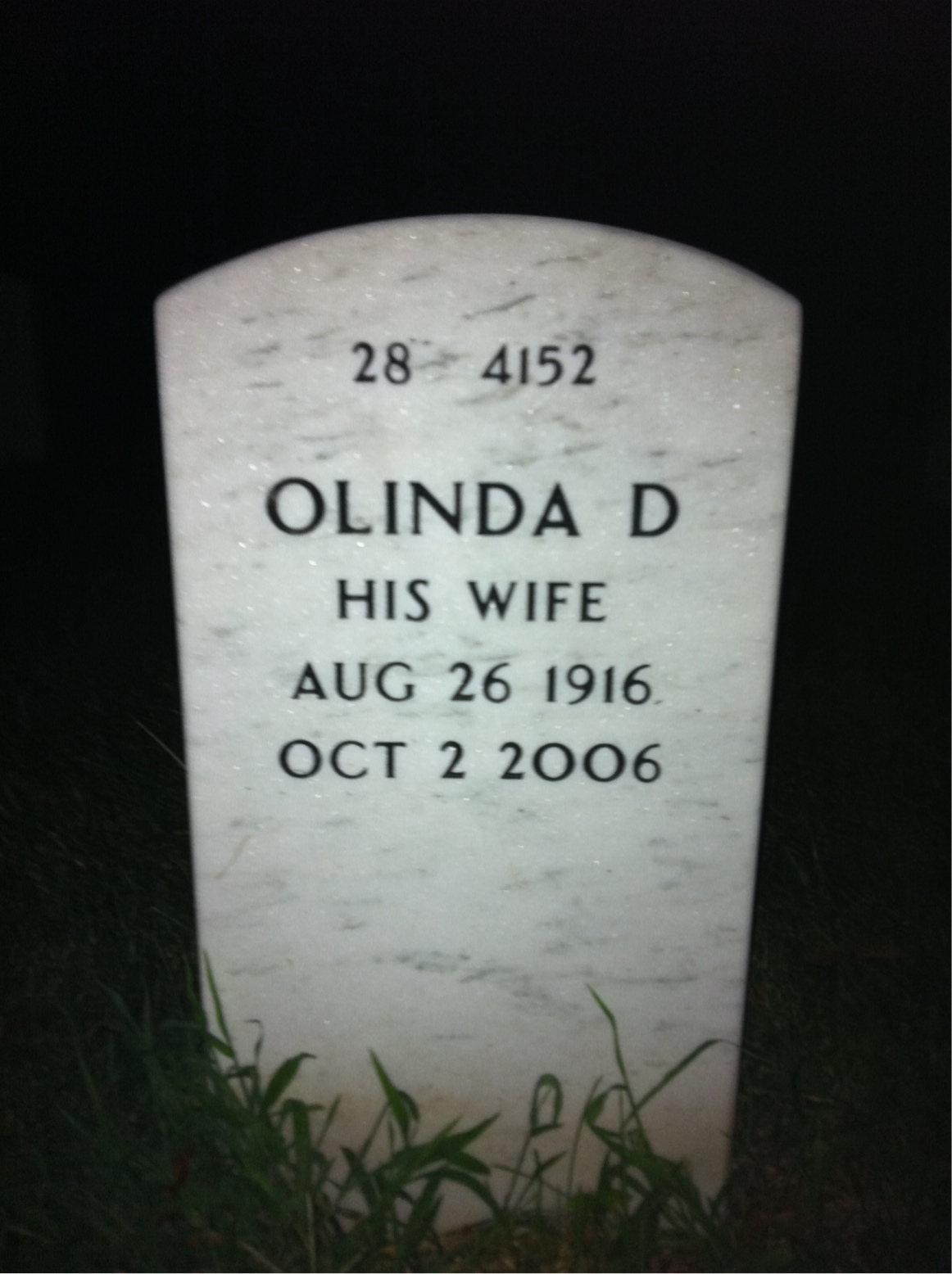 Back of headstone — Sanford Brown