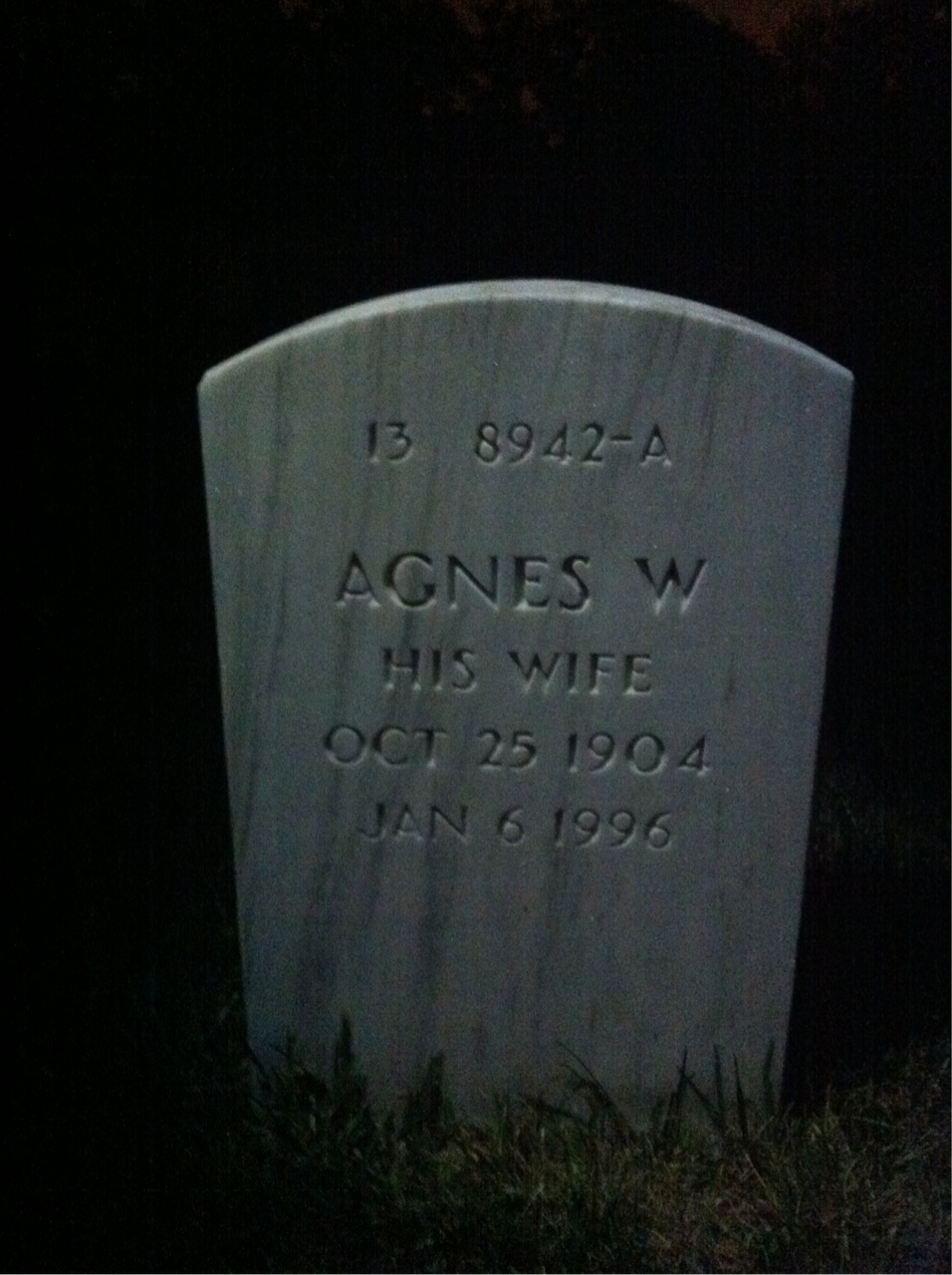 Back of headstone — Agnes Matos