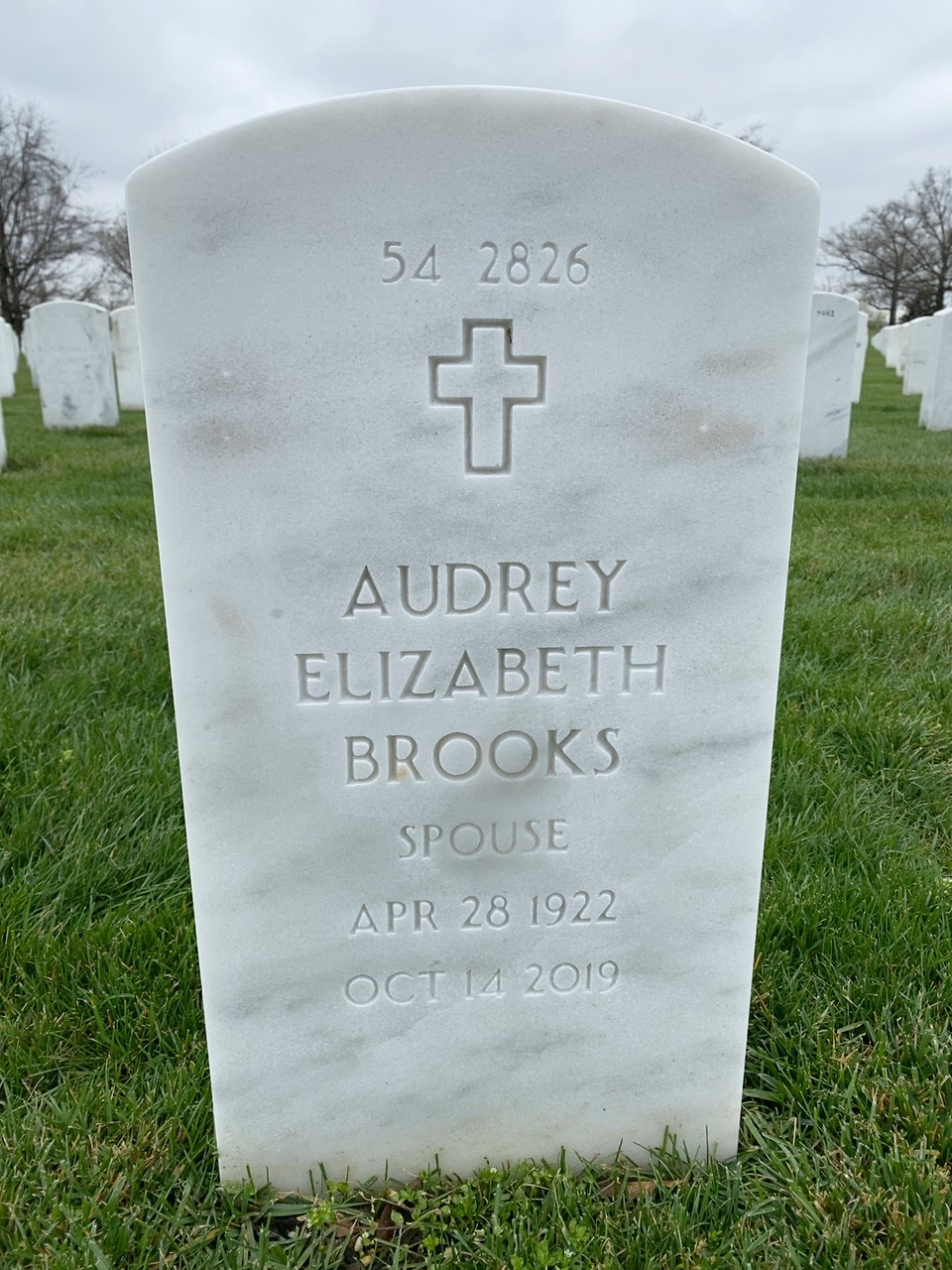 Back of headstone — Arthur Brooks
