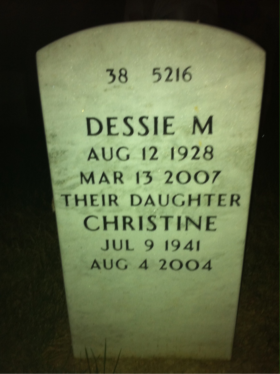 Back of headstone — Eddie Richardson