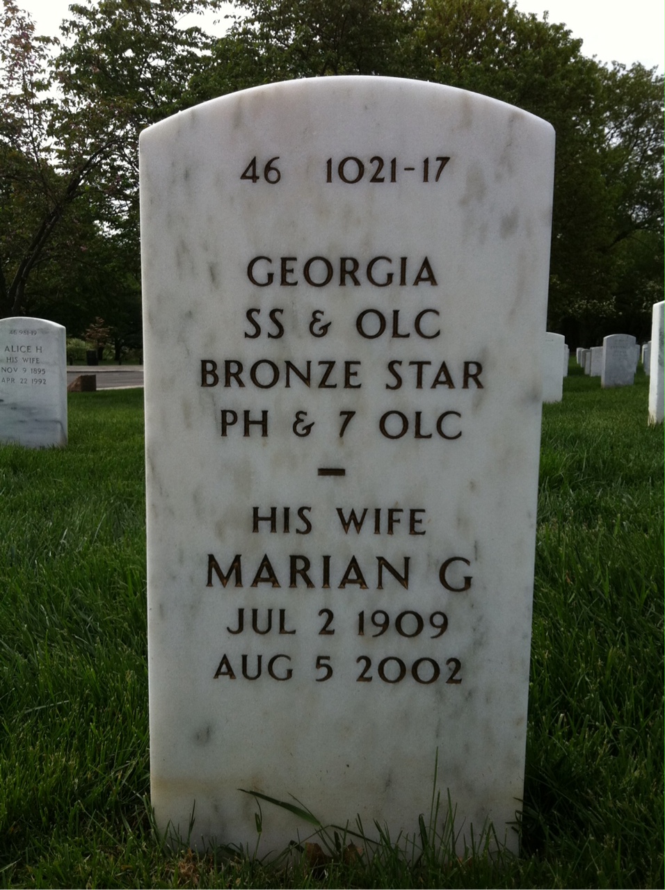 Headstone shared by 2 interments, including Bobbie E Brown