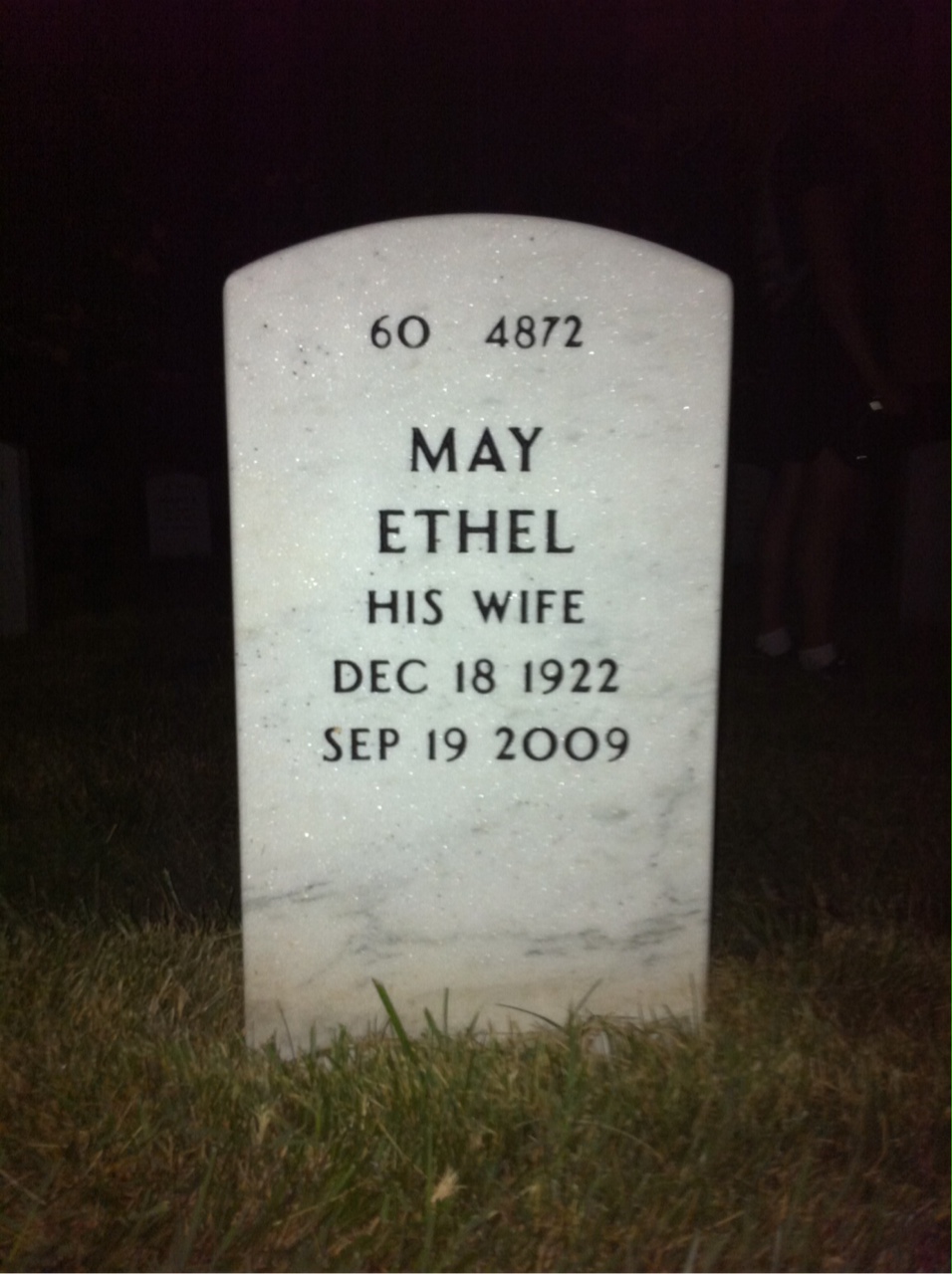 Back of headstone — Raymond Holmes