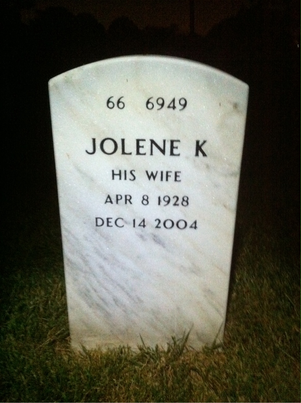 Back of headstone — Harold Coffman