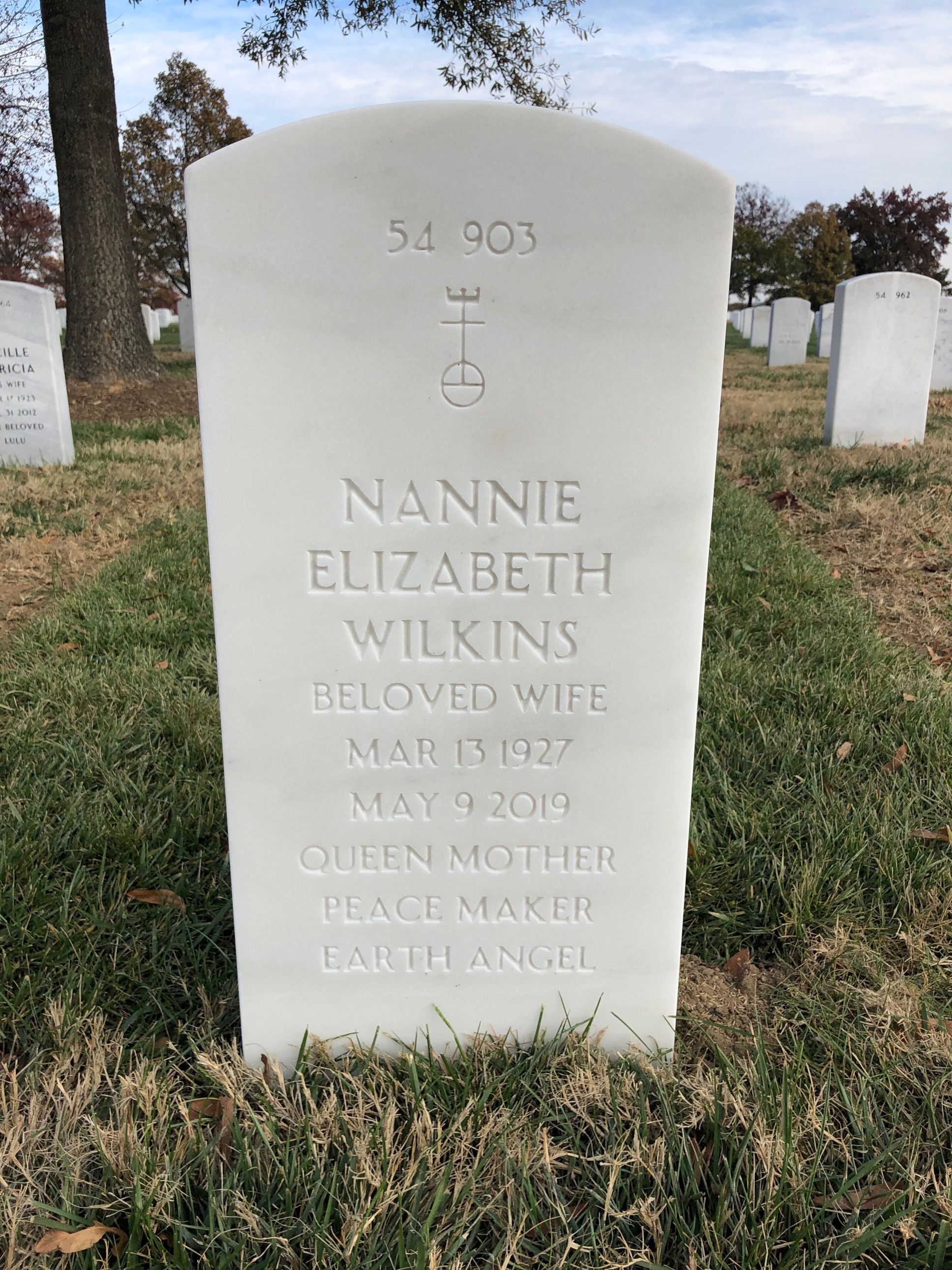 Back of headstone — Smiley Wilkins