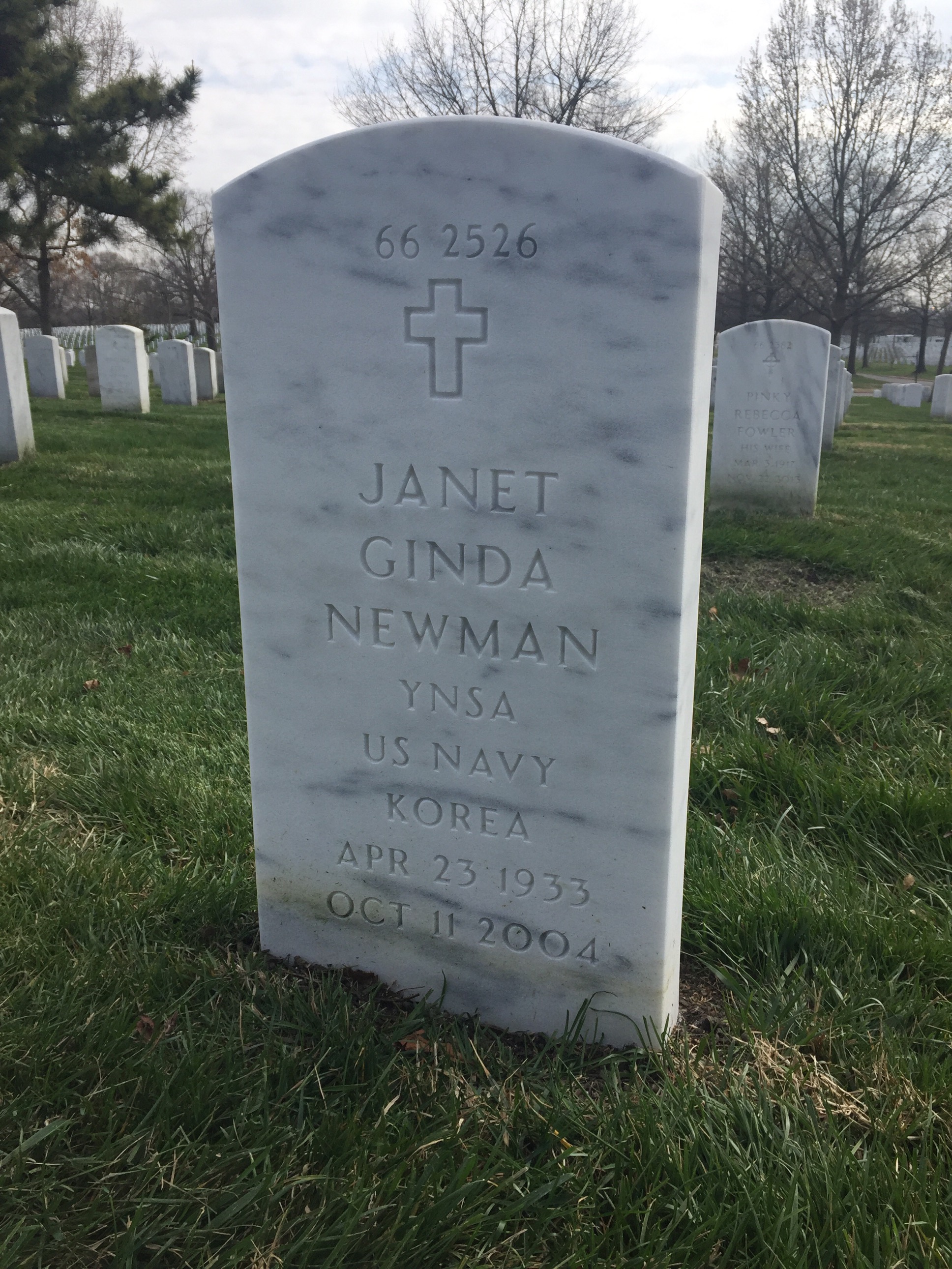 Back of headstone — Janet Newman