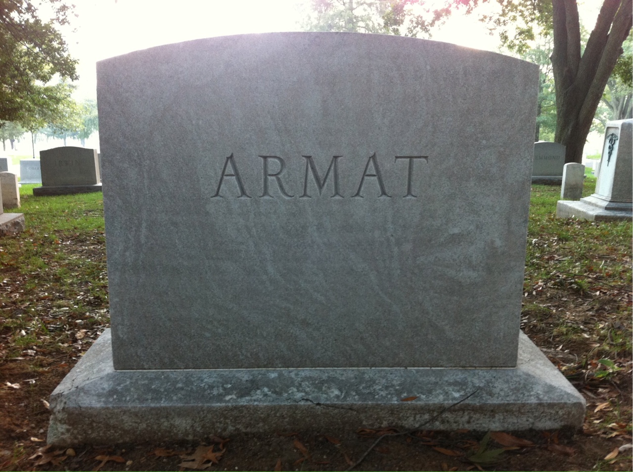 Back of headstone — Leona Armat