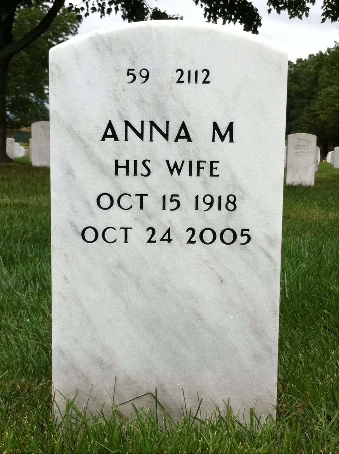 Back of headstone — John Wolfersberger
