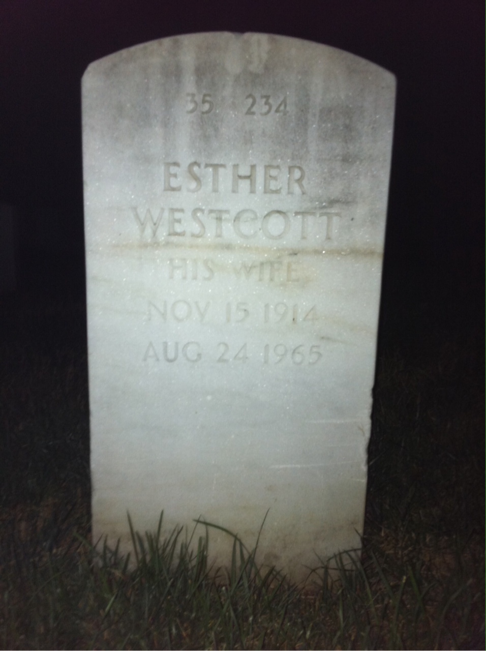 Back of headstone — Esther Mozley