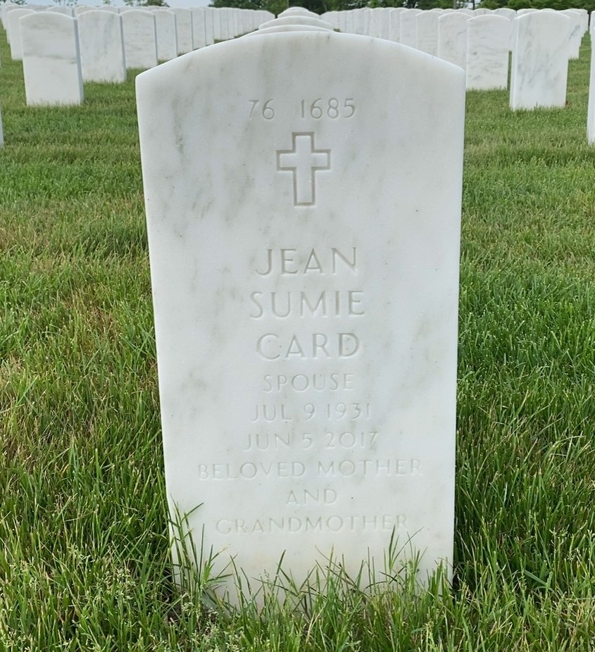 Back of headstone — William Rowan Card