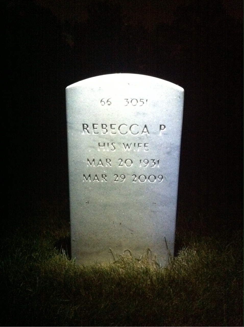 Back of headstone — Albert Mode