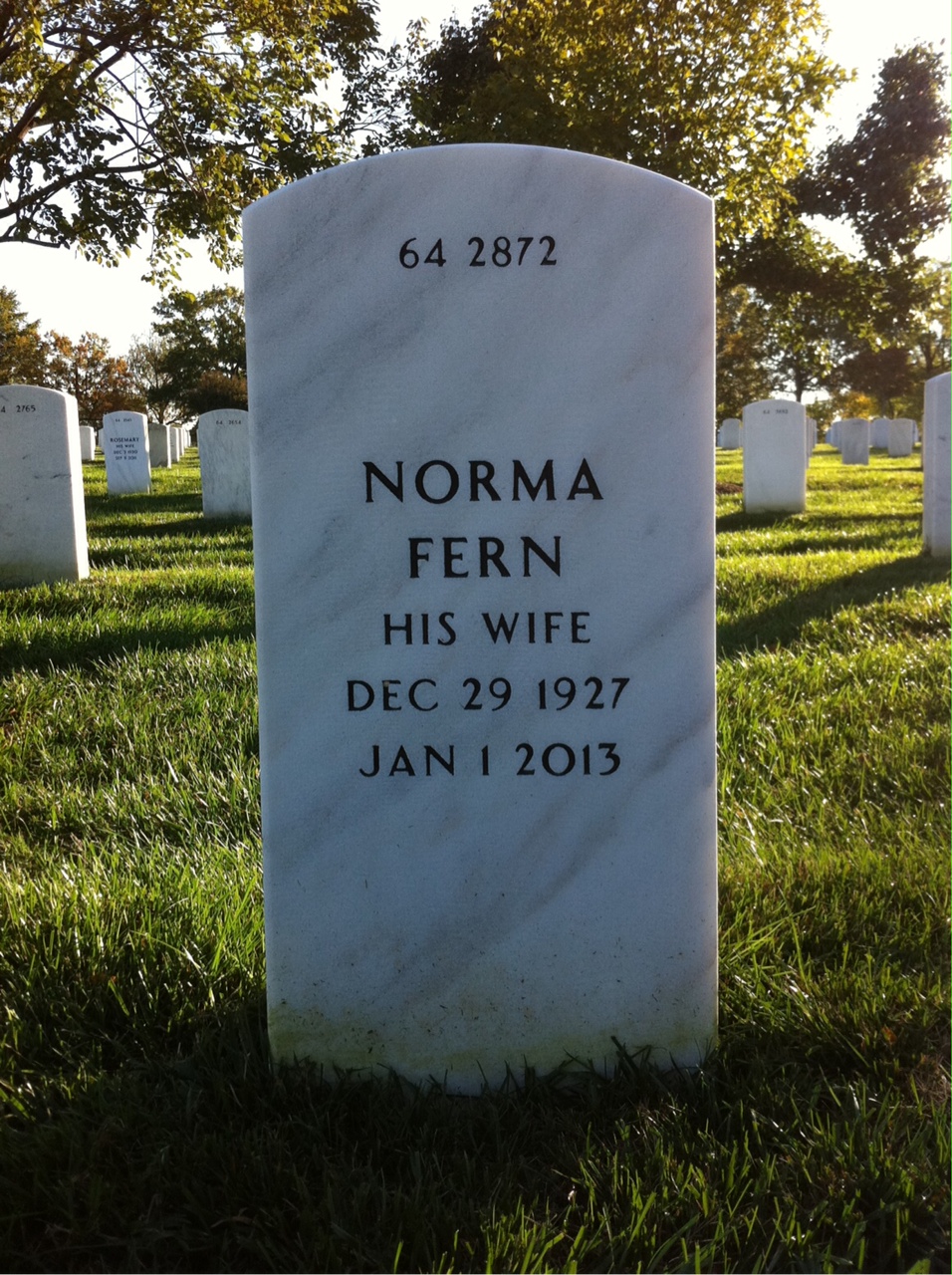 Back of headstone — Ralph Havranek