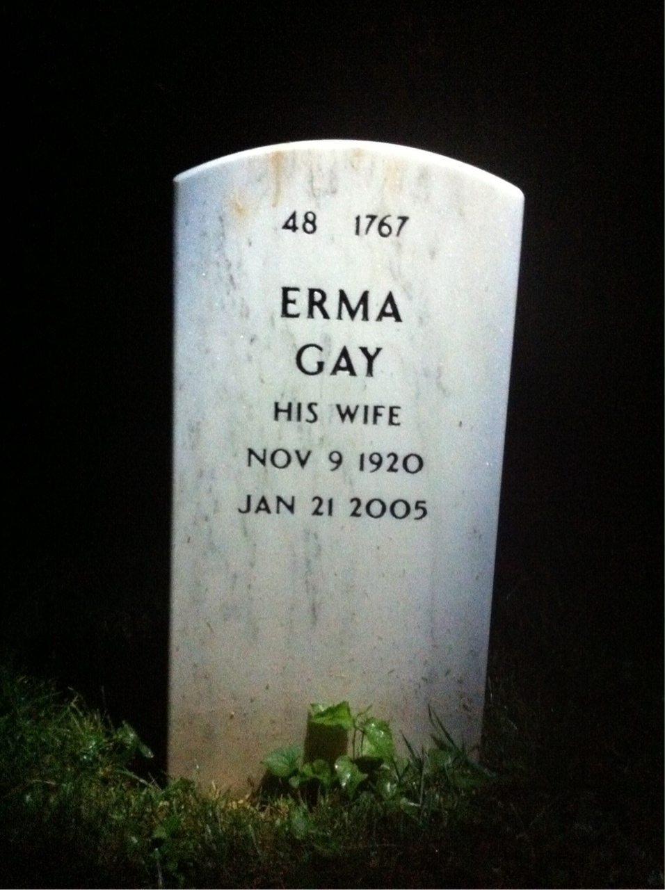 Back of headstone — George Lake