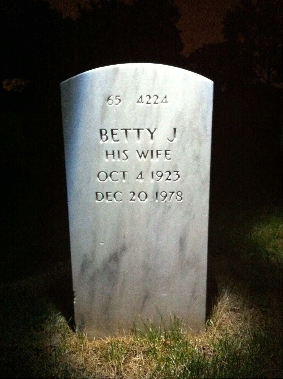 Back of headstone — Betty Baldwin