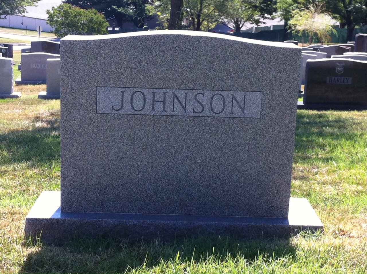 Back of headstone — Ivan Johnson