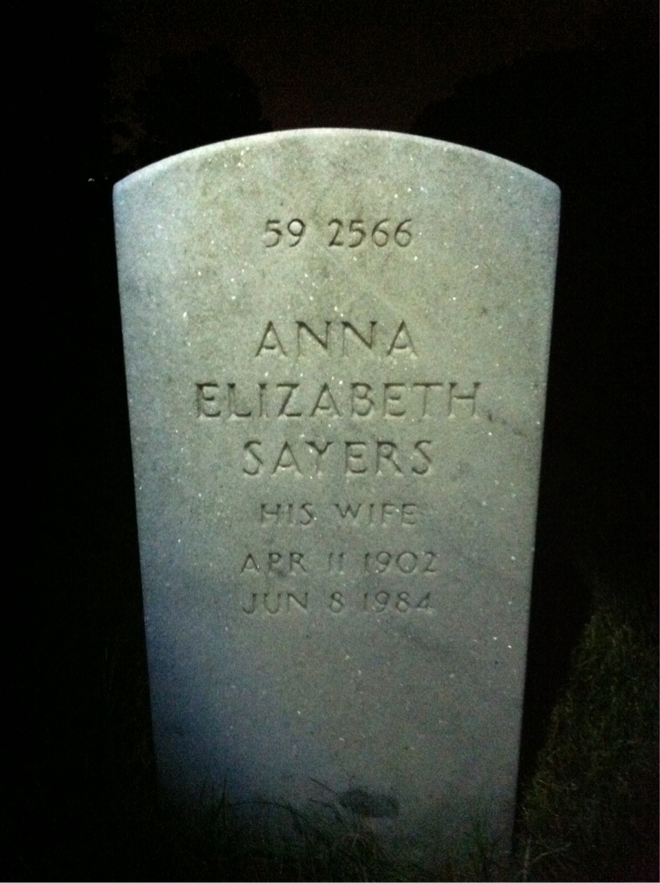 Back of headstone — Alfred Carr