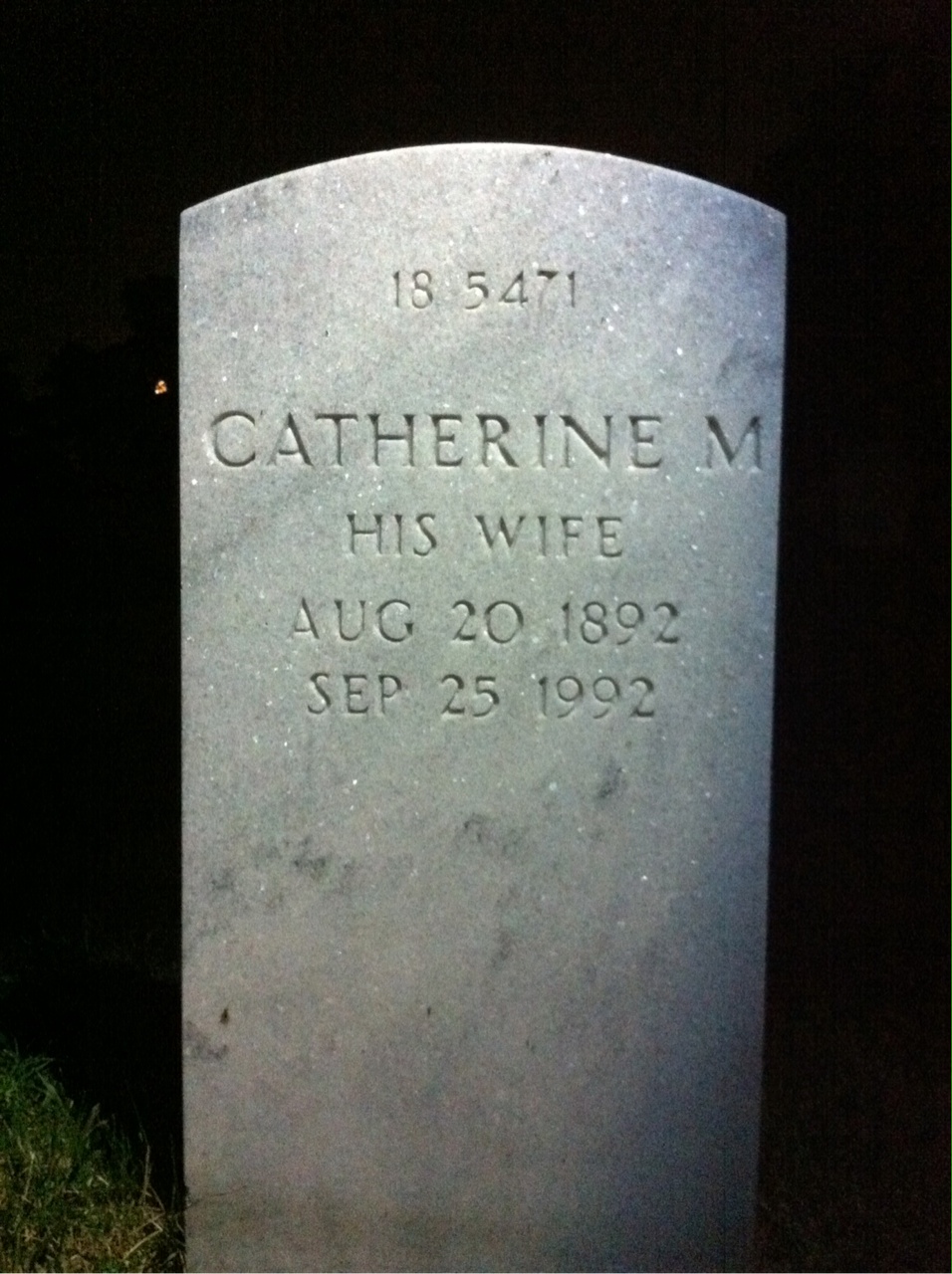 Back of headstone — William Moore