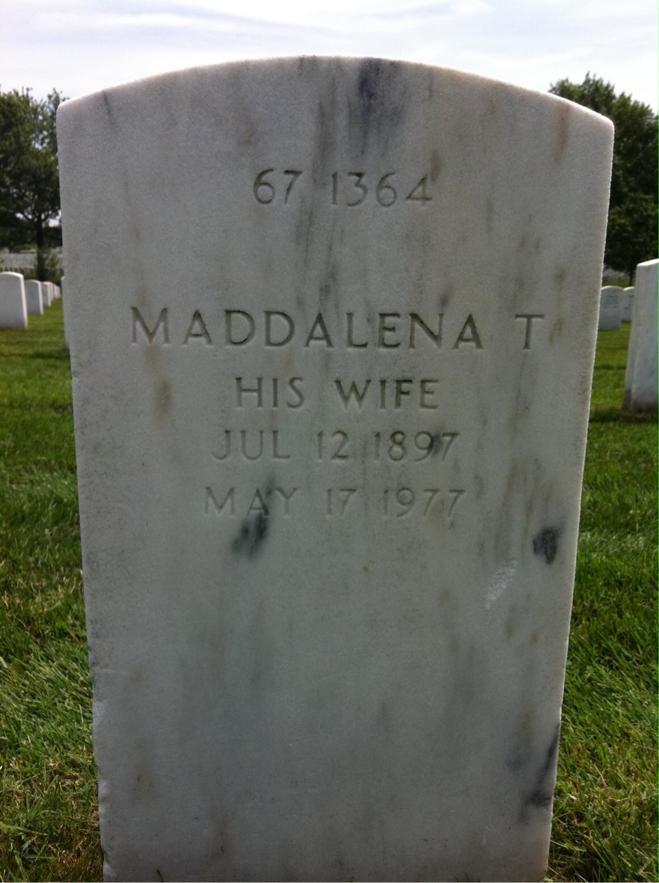 Back of headstone — Walter F Mcginnis