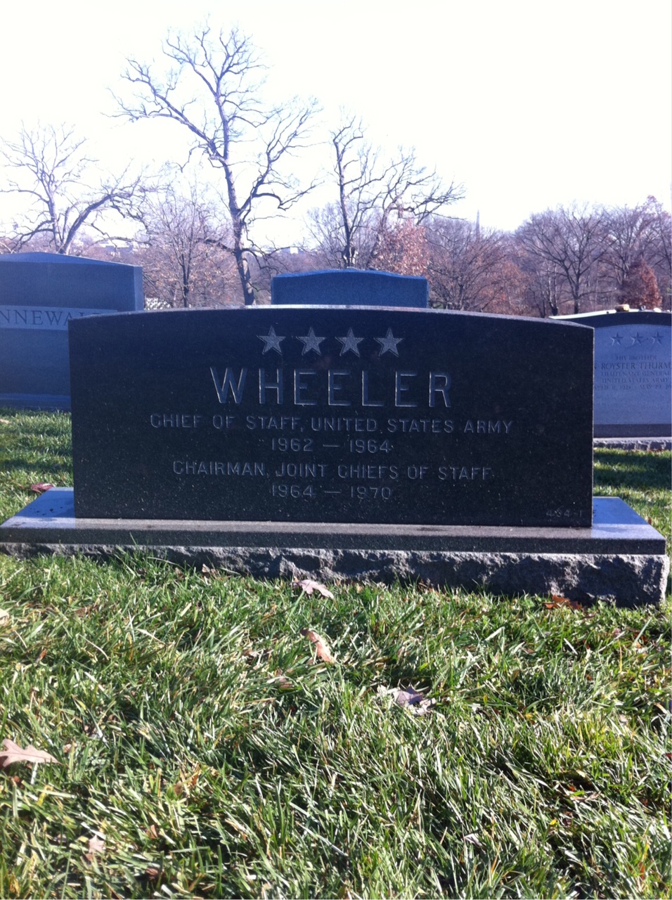 Back of headstone — Earle Wheeler
