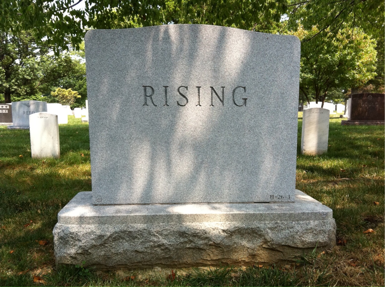 Back of headstone — Harry Rising
