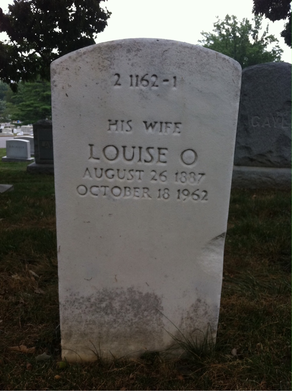 Back of headstone — Leonard Ames