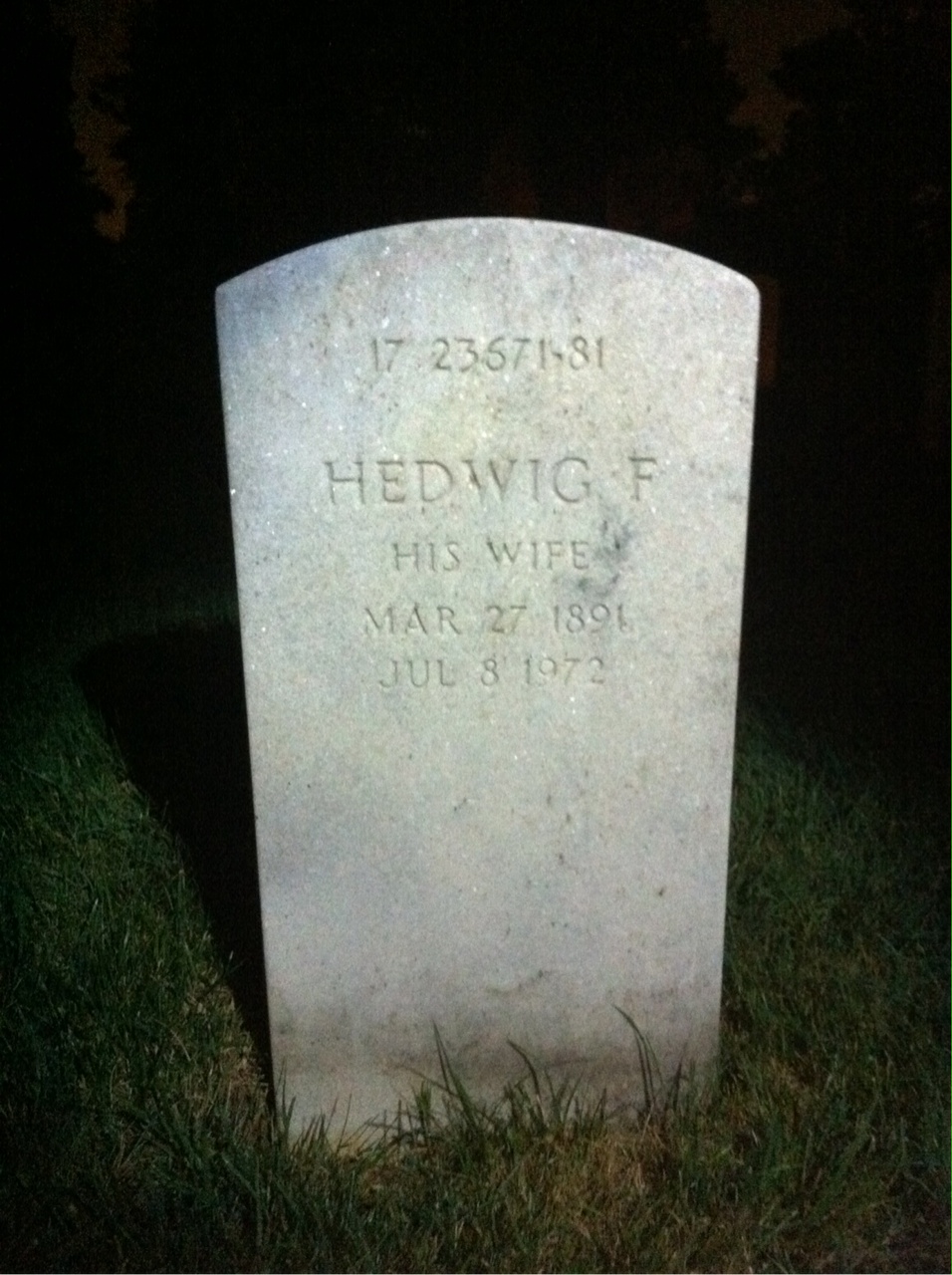 Back of headstone — Vito Tassono