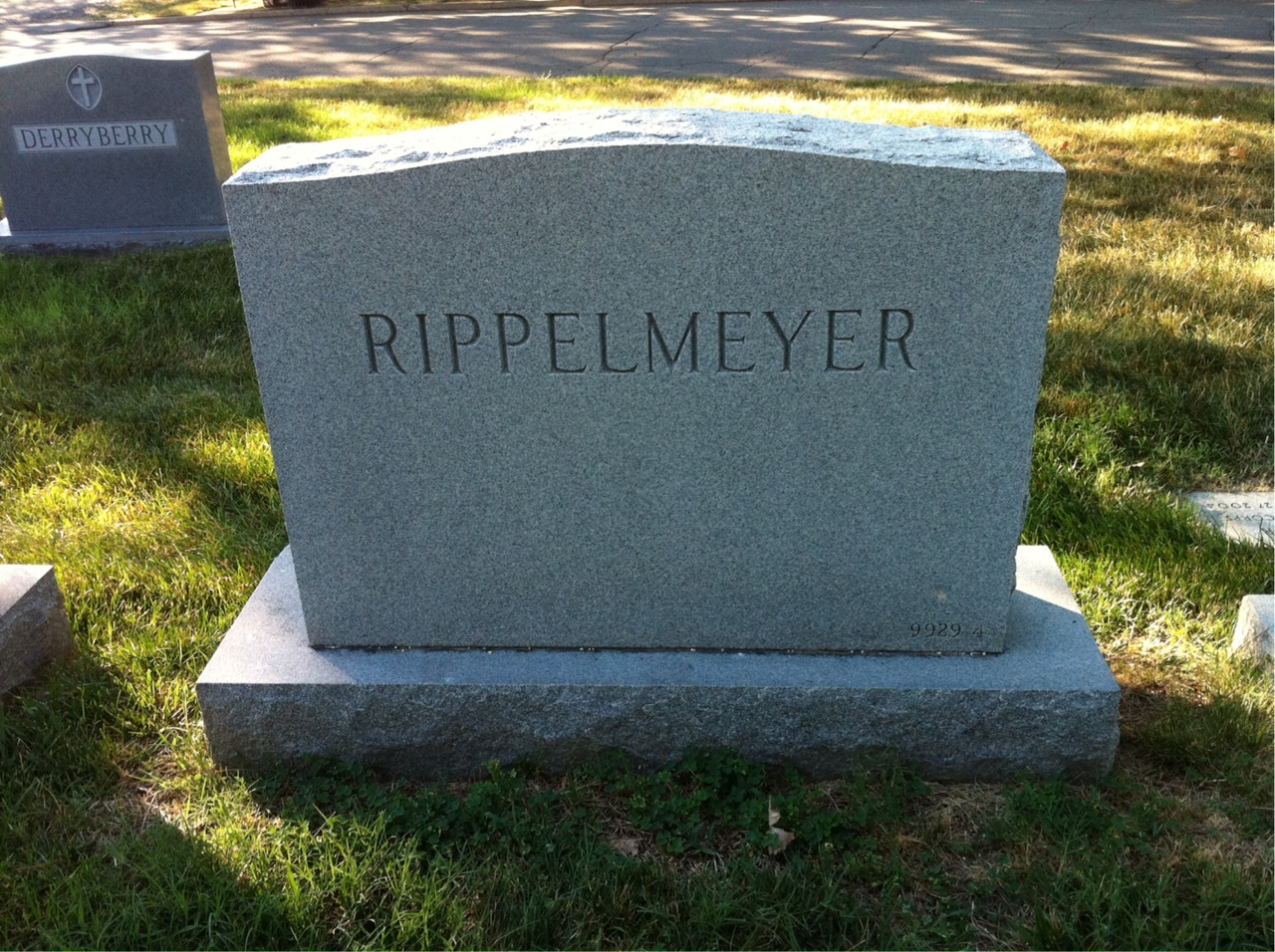 Back of headstone — Henry A Rippelmeyer