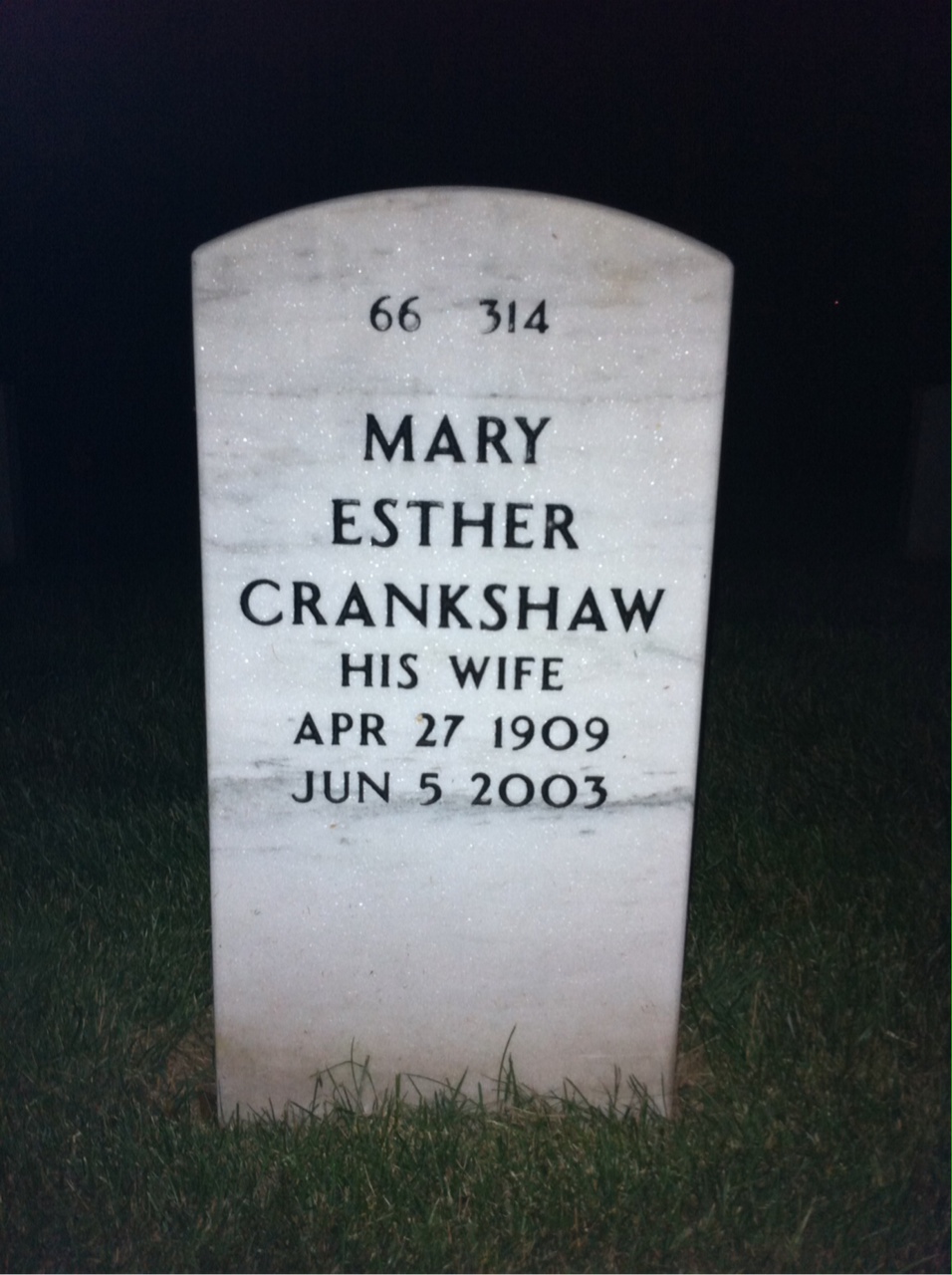 Back of headstone — Franklin Johnson