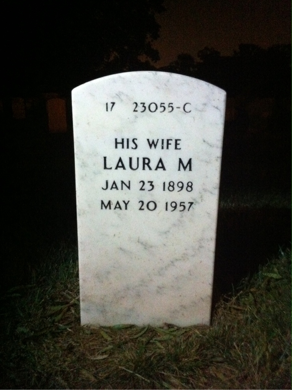 Back of headstone — William M Beasley