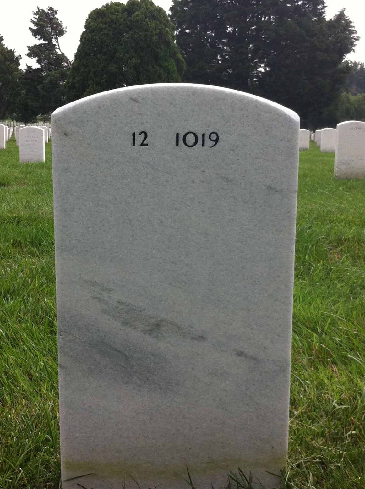 Back of headstone — Carl Castelda