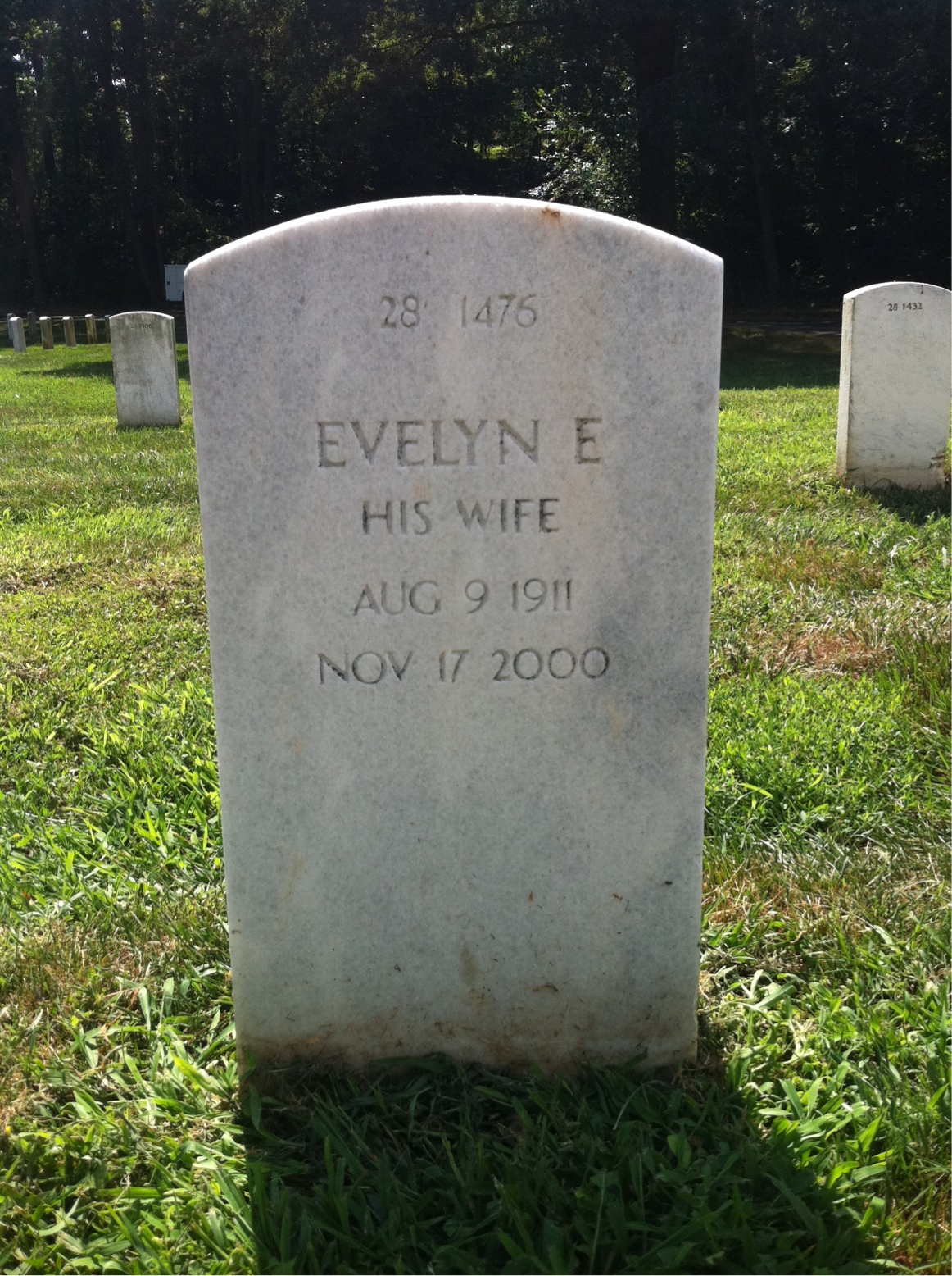 Back of headstone — Calvin Bailey
