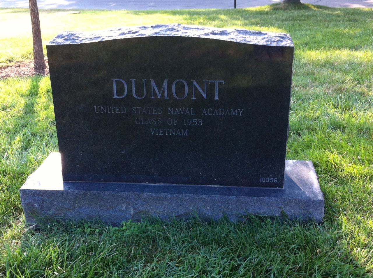 Back of headstone — Thomas J Dumont