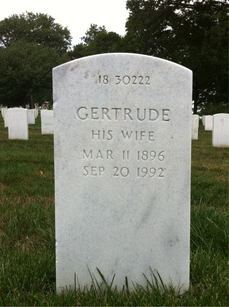 Back of headstone — Fred Cordua