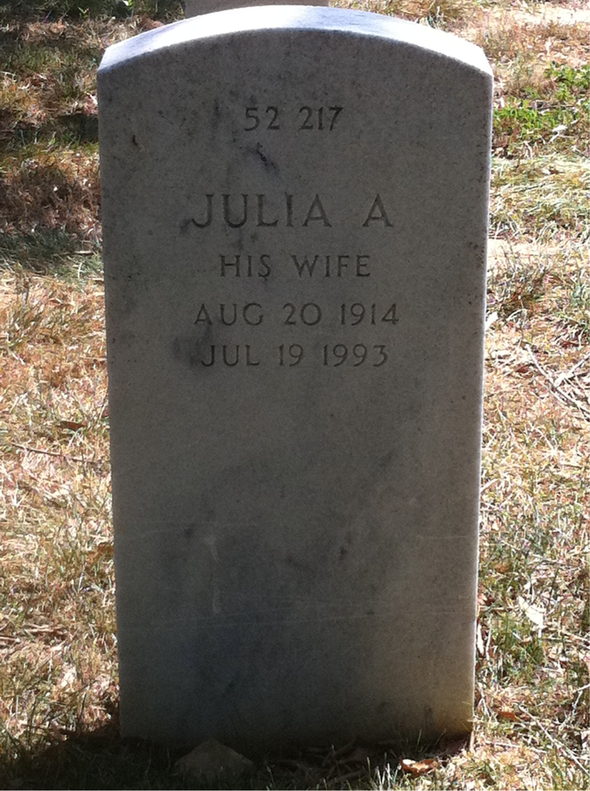 Back of headstone — Alfred Bryan