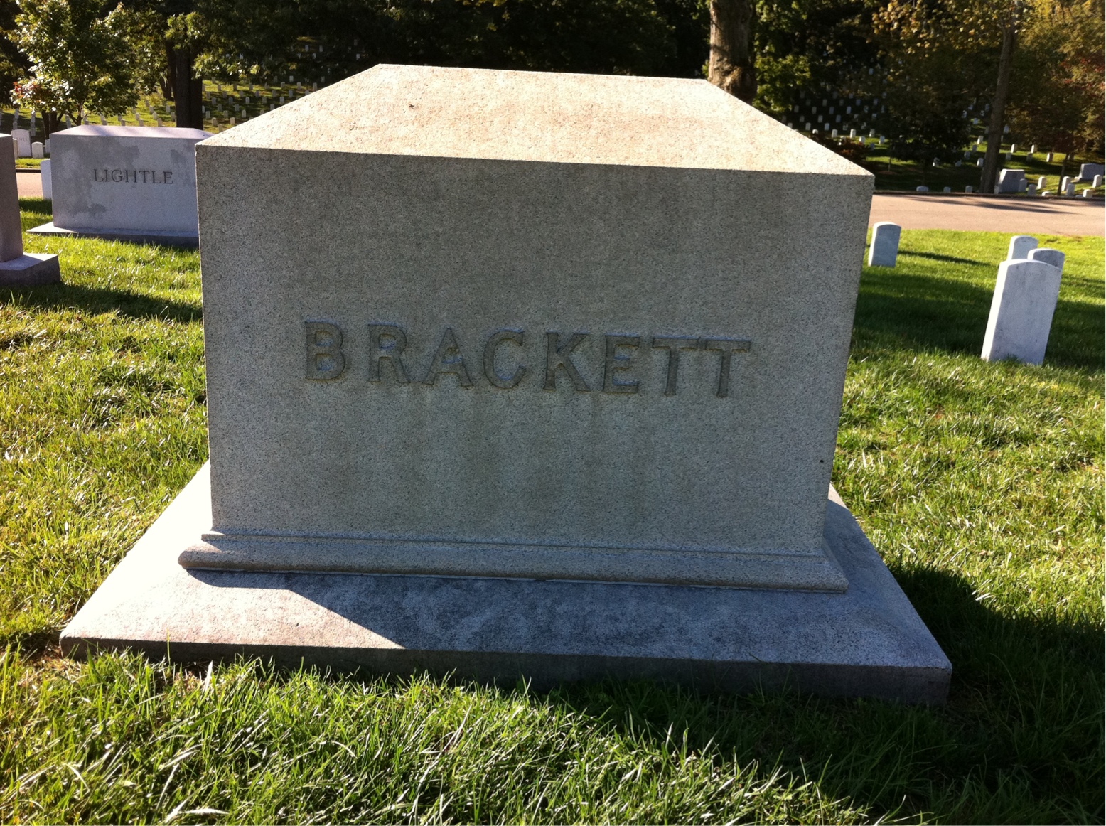 Back of headstone — Gustavus Brackett